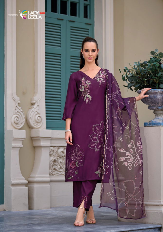 Rabya By Lady Leela Silk Embroidery Kurti With Bottom Dupatta Wholesale Market In Surat
